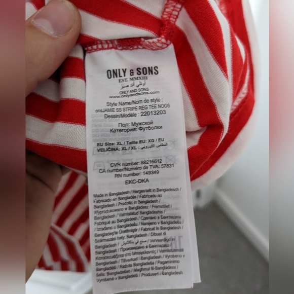 Only and Sons Striped T-shirt mens XL - Picture 2 of 5